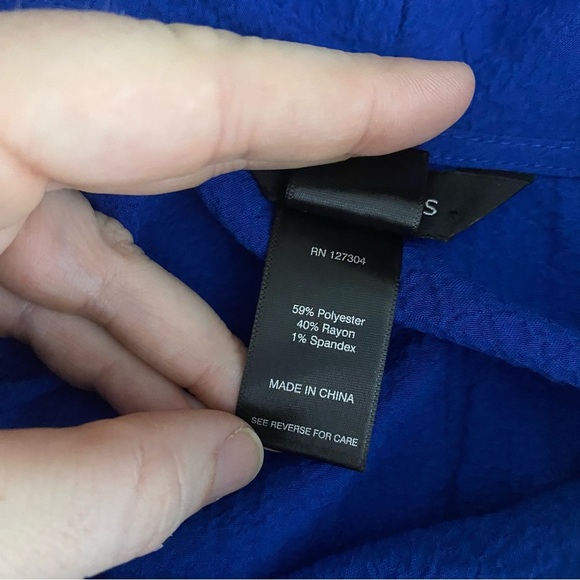 Ali Miles Cowl Neck Asymmetric Hem Tunic Top Large Royal Blue Square Buttons - Picture 9 of 10